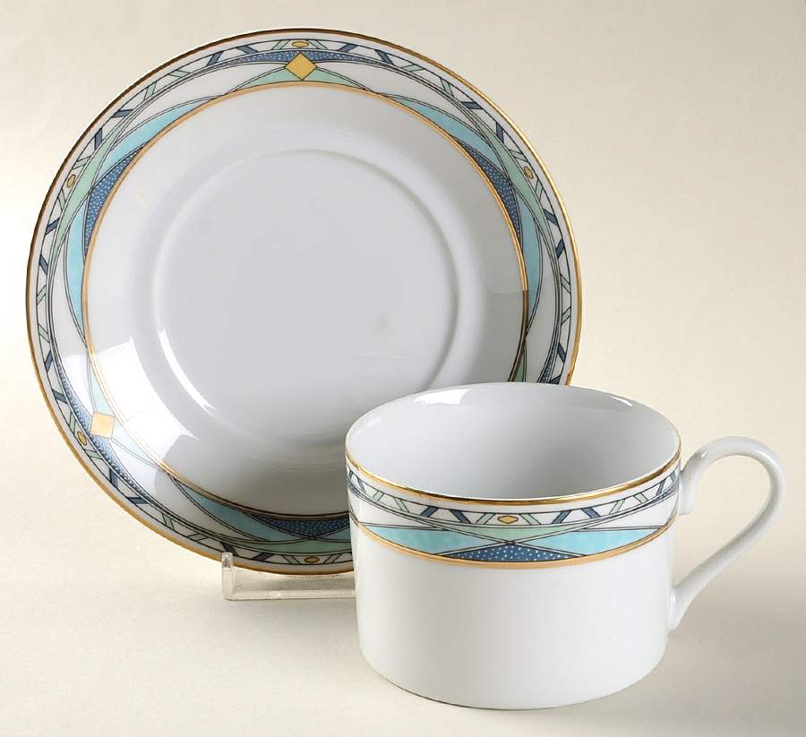 Vintage Gold Flat Cup & Saucer Set by Mikasa-1