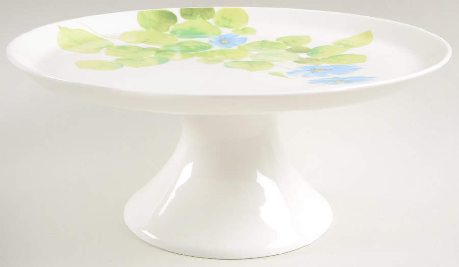 Water Lilies Blue 10" Diameter Pedestal Cake Stand by Mikasa-1