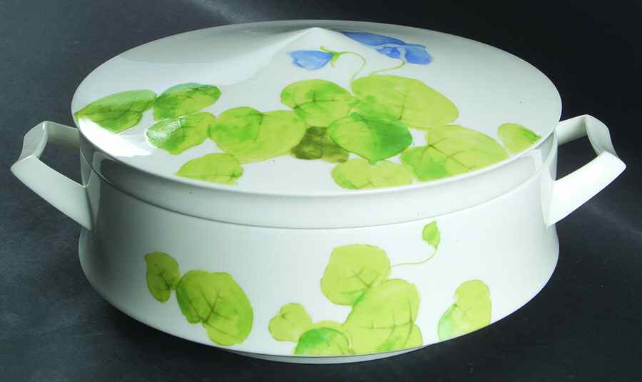 Water Lilies Blue Round Covered Vegetable by Mikasa-1