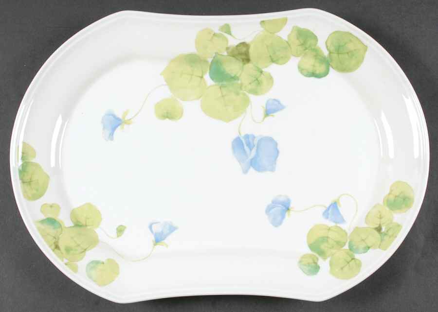 Water Lilies Blue 14" Oval Serving Platter by Mikasa-1