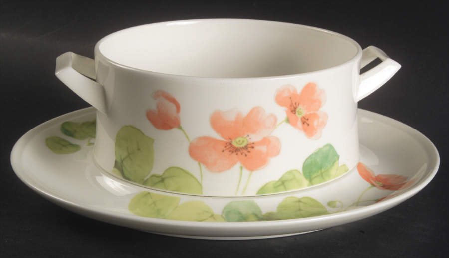 Water Lilies Peach Gravy Boat & Underplate by Mikasa-1