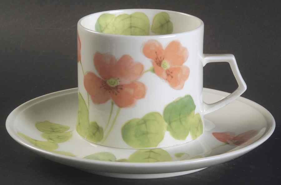 Water Lilies Peach Flat Cup & Saucer Set by Mikasa-1
