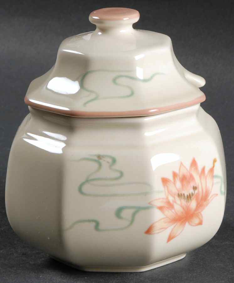 Water Lilies Peach Sugar Bowl & Lid by Mikasa-1