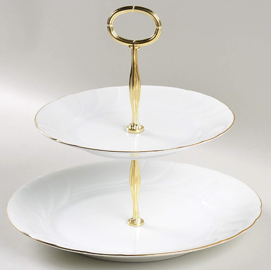 Wedding Band Gold 6 5/8"-10"  2 Tiered Serving Tray (Dp, Sp) HC by Mikasa-1