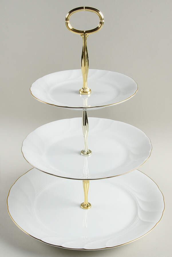 Wedding Band Gold 13 7/8"-14 1/4" 3-Tiered Serving Tray(DP,SP,BB) HC by Mikasa-1