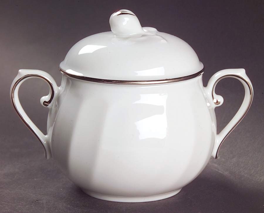 Wedding Band Platinum Sugar Bowl & Lid by Mikasa-1