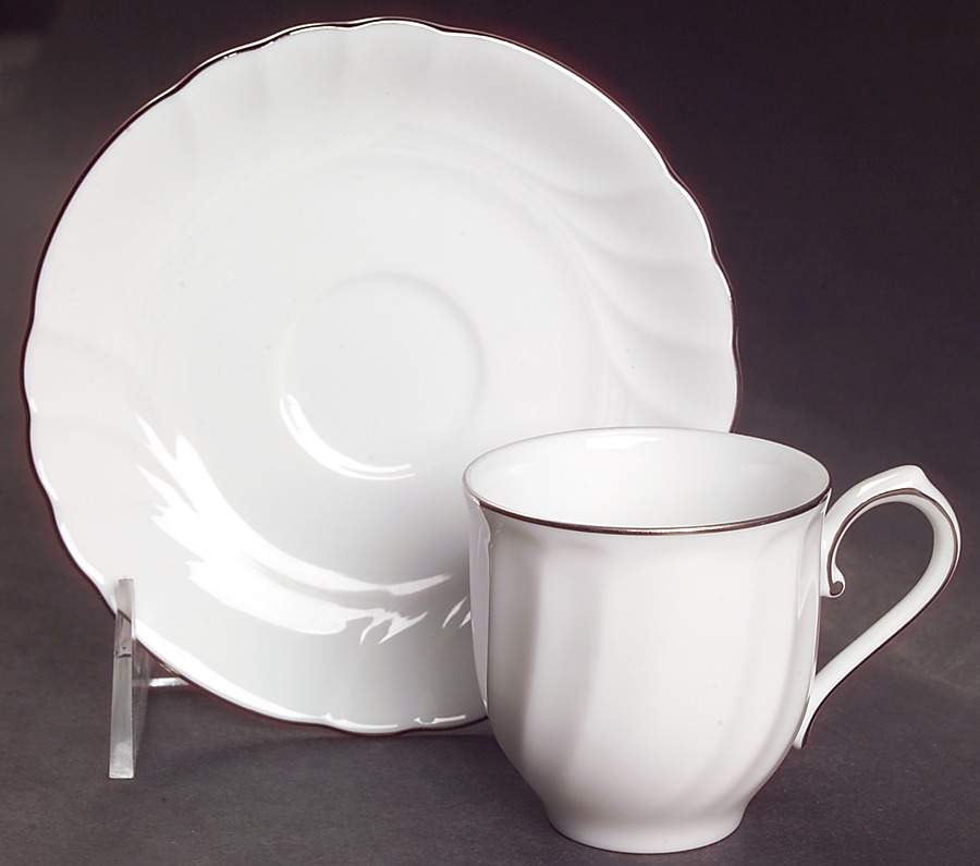 Wedding Band Platinum Flat Demitasse Cup & Saucer Set by Mikasa-1