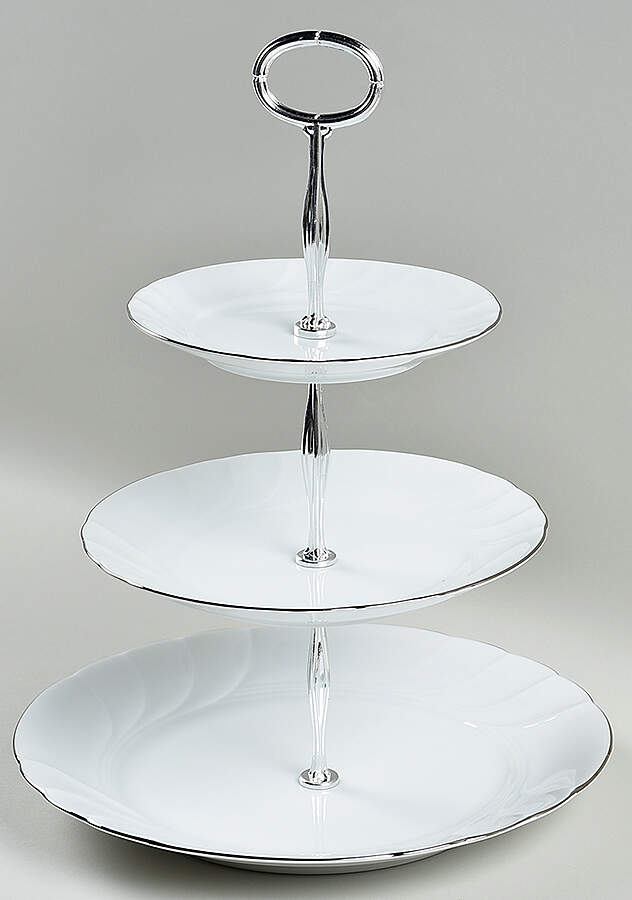 Wedding Band Platinum 13 7/8"-14 1/4" 3-Tiered Serving Tray(DP,SP,BB) HC by Mikasa-1