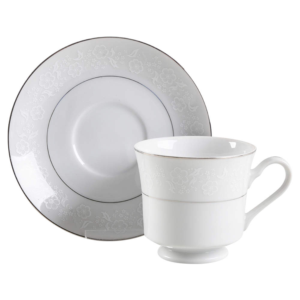 White Designs Footed Cup & Saucer Set by Mikasa-1