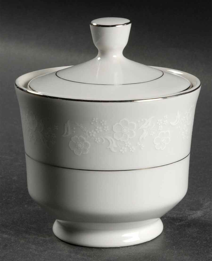 White Designs Sugar Bowl & Lid by Mikasa-1