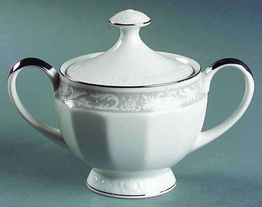 White Lace Sugar Bowl & Lid by Mikasa-1