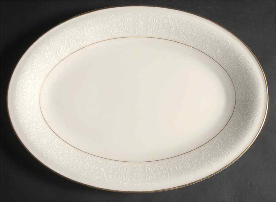 White Lace 14" Oval Serving Platter by Mikasa-1