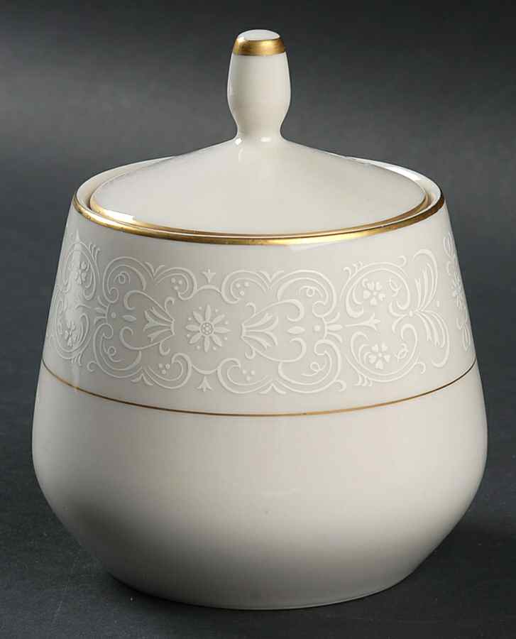 White Lace Sugar Bowl & Lid by Mikasa-1