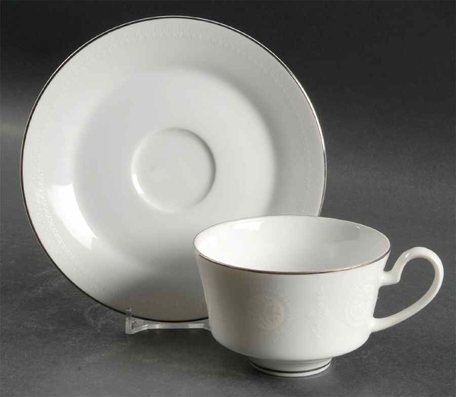 White Rose Flat Cup & Saucer Set by Mikasa-1