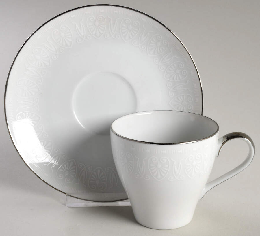 White Shield Flat Cup & Saucer Set by Mikasa-1