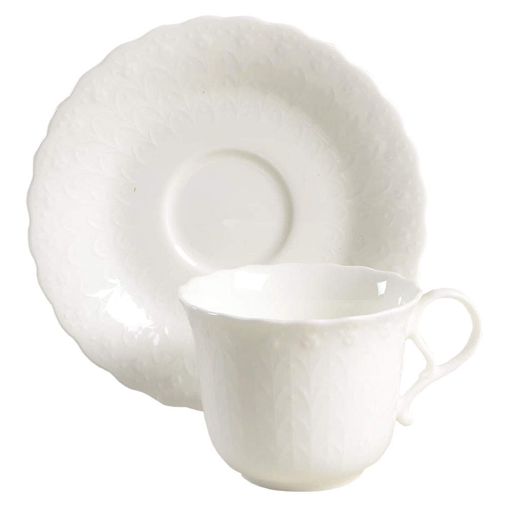 White Silk Flat Cup & Saucer Set by Mikasa-1