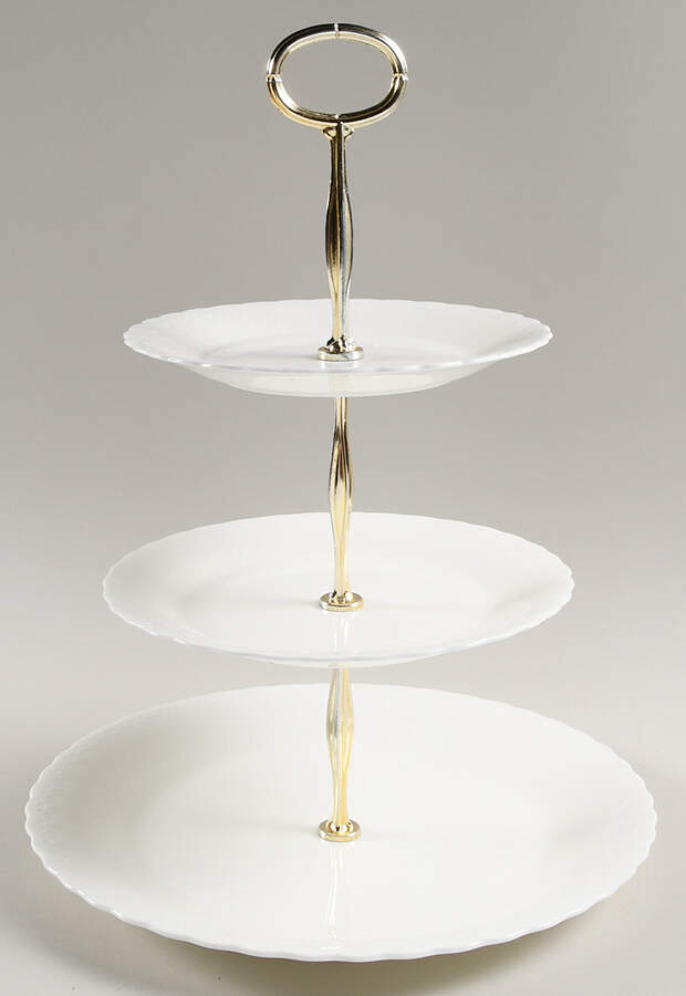 White Silk 13 7/8"-14 1/4" 3-Tiered Serving Tray(DP,SP,BB) HC by Mikasa-1