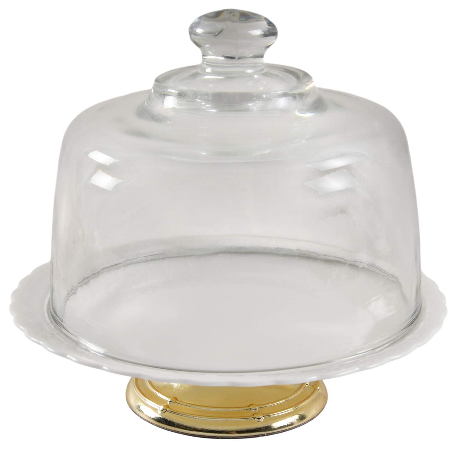 White Silk 6 1/2"-7 1/2" Footed Cheese Plate w/ Glass Dome HC by Mikasa-1