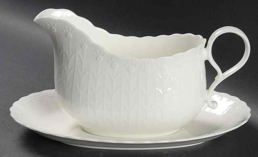 White Silk Gravy Boat & Underplate by Mikasa-1