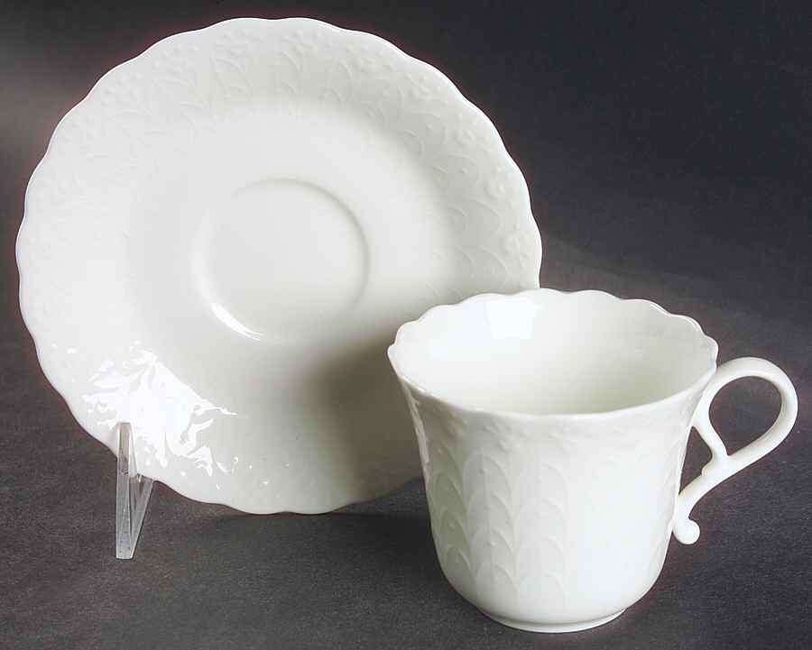 White Silk Flat Cup & Saucer Set by Mikasa-1
