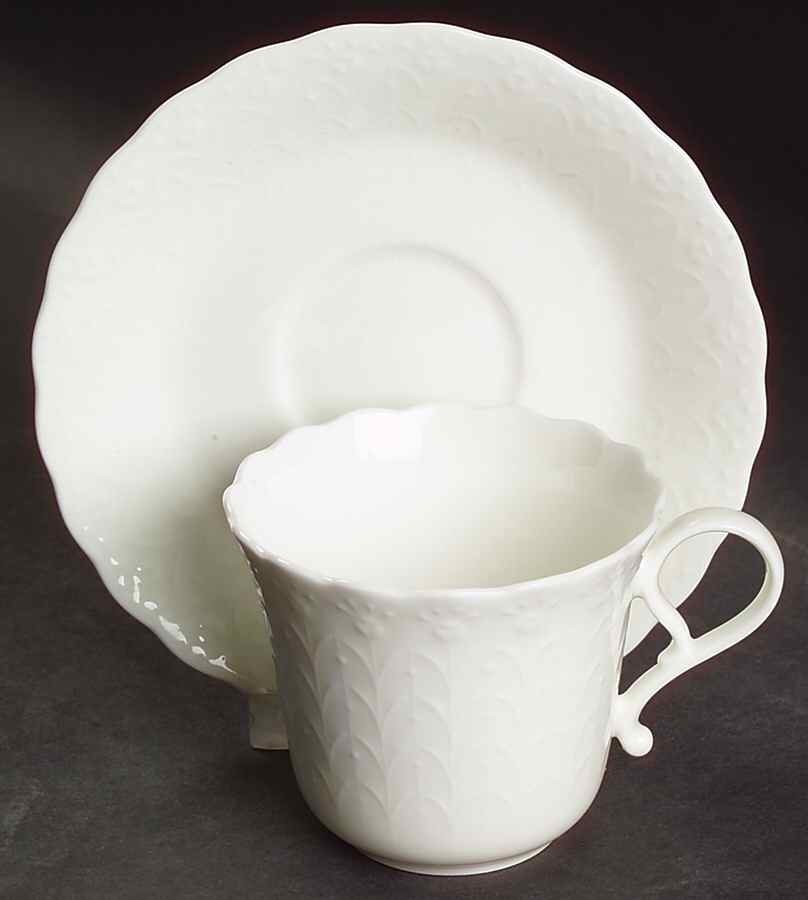 White Silk Flat Demitasse Cup & Saucer Set by Mikasa-1