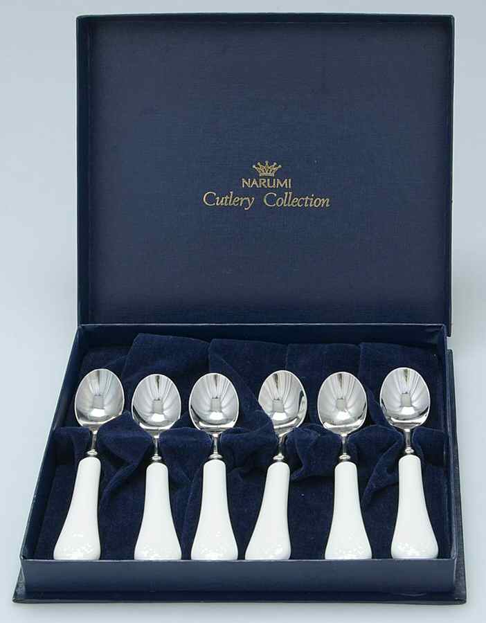 White Silk Demitasse Spoon - Set of 6 & Case by Mikasa-1