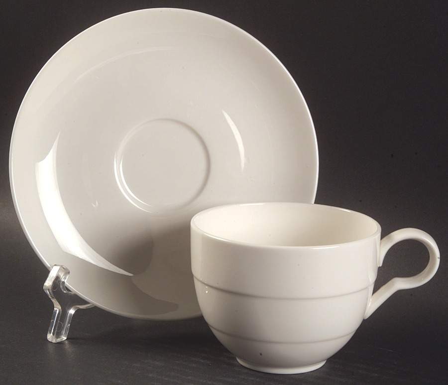 White Velvet Flat Cup & Saucer Set by Mikasa-1