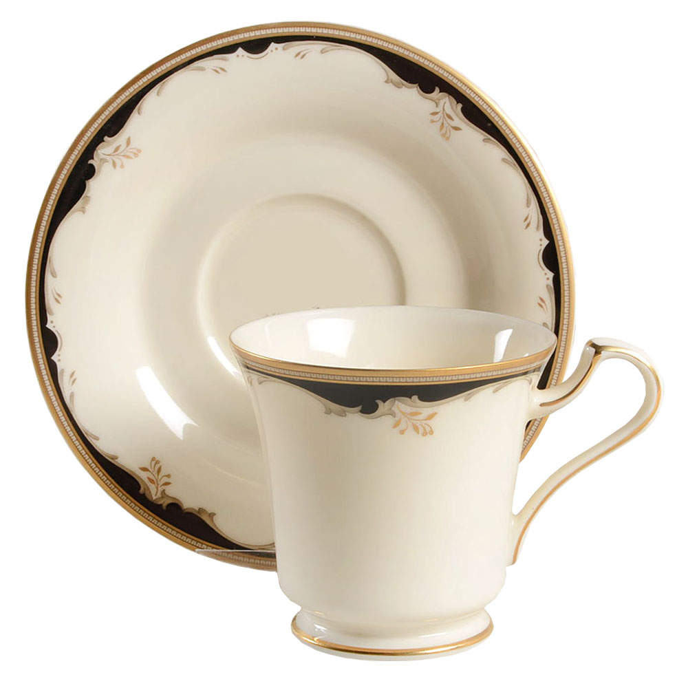 Winston Black Footed Cup & Saucer Set by Mikasa-1