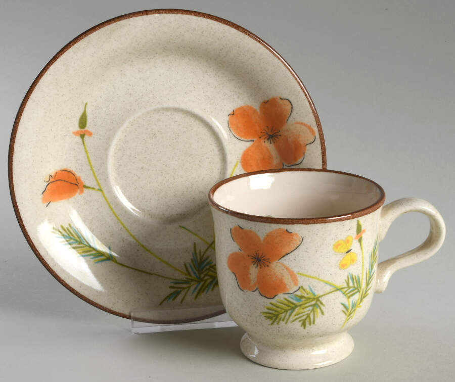 Woodland Poppy Footed Cup & Saucer Set by Mikasa-1
