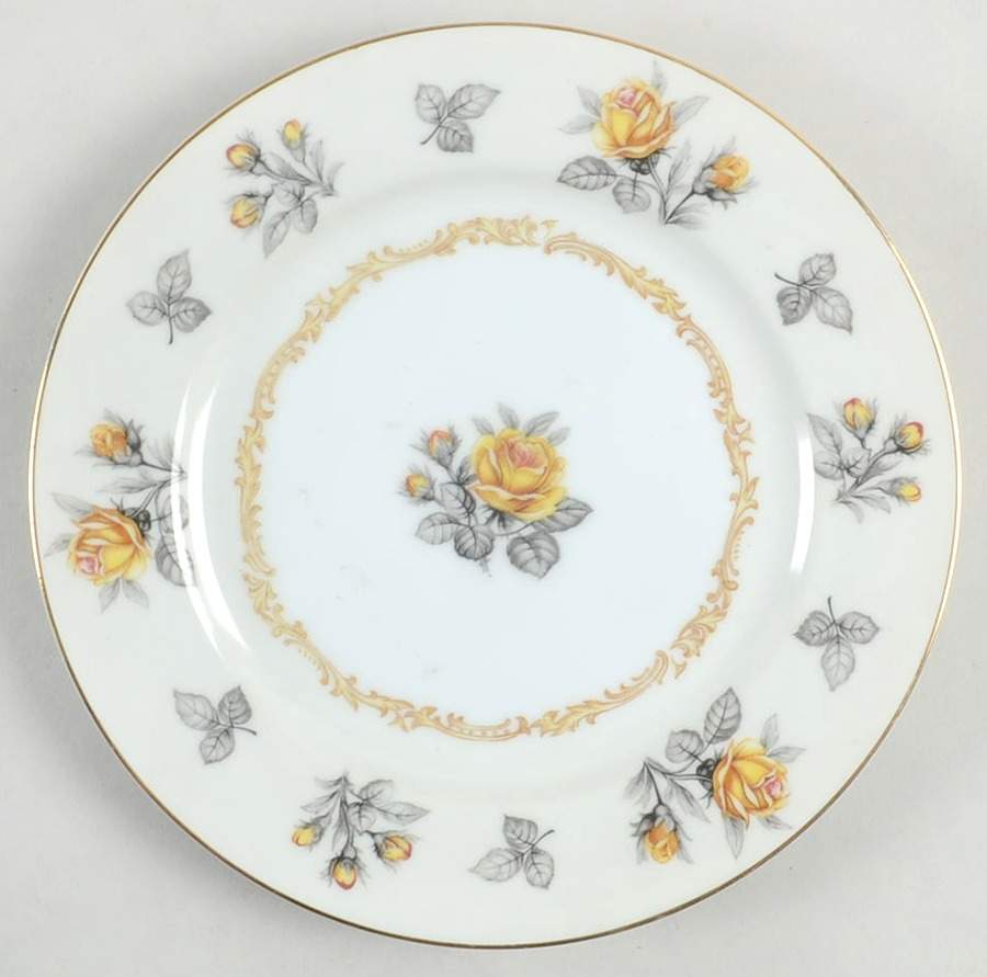 Fortune (Yellow Roses, Gray Leaves) Salad Plate by Mikado-1