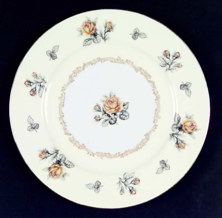 Fortune (Yellow Roses, Gray Leaves) Dinner Plate by Mikado-1