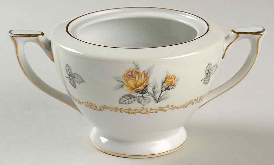 Fortune (Yellow Roses, Gray Leaves) Sugar Bowl No Lid by Mikado-1