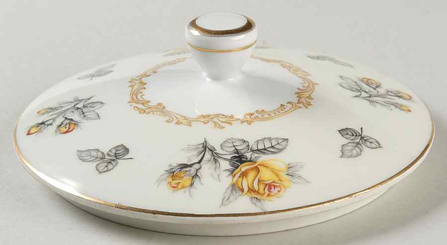 Fortune (Yellow Roses, Gray Leaves) Lid for Round Vegetable by Mikado-1