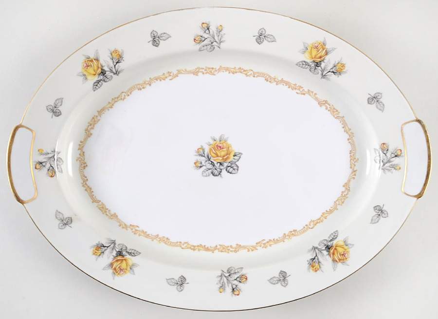 Fortune (Yellow Roses, Gray Leaves) 17" Oval Serving Platter by Mikado-1
