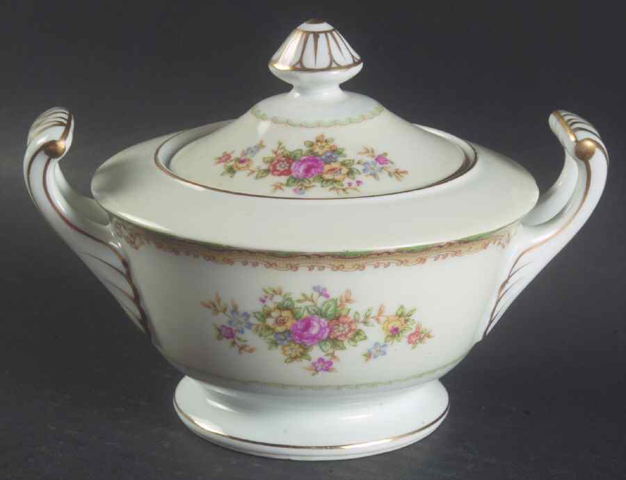 Green Traditional Sugar Bowl & Lid by Mikado-1