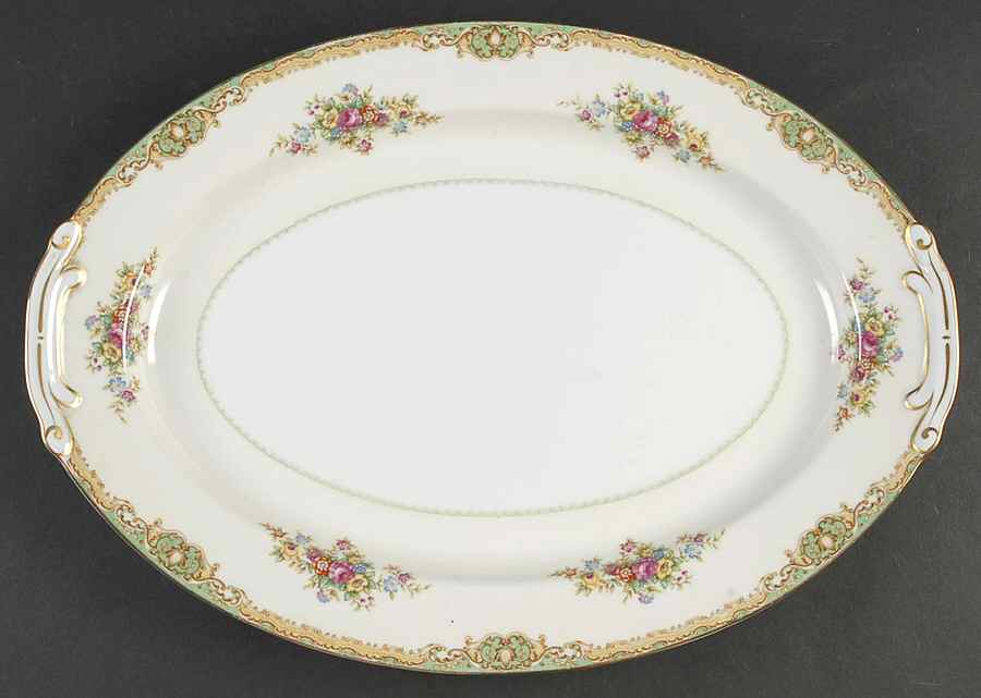 Green Traditional 16" Oval Serving Platter by Mikado-1