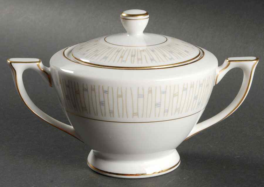 Malay Gold & Gray Sugar Bowl & Lid by Mikado-1