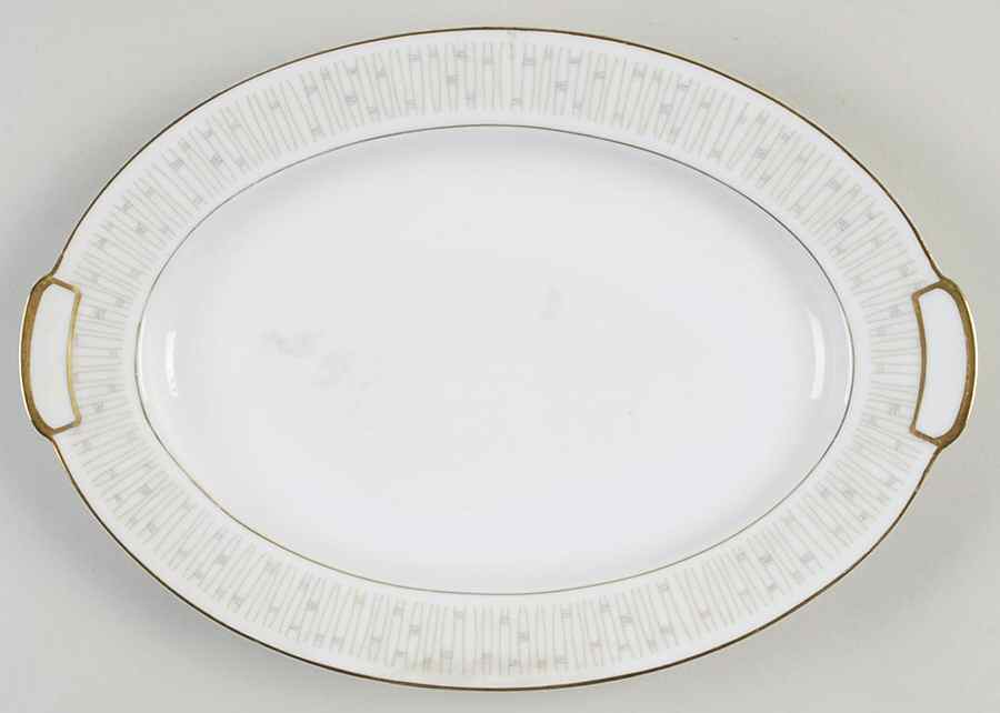 Malay Gold & Gray 12" Oval Serving Platter by Mikado-1
