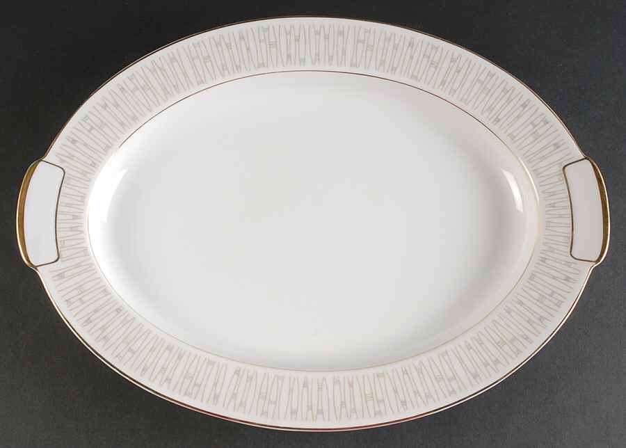 Malay Gold & Gray 16" Oval Serving Platter by Mikado-1