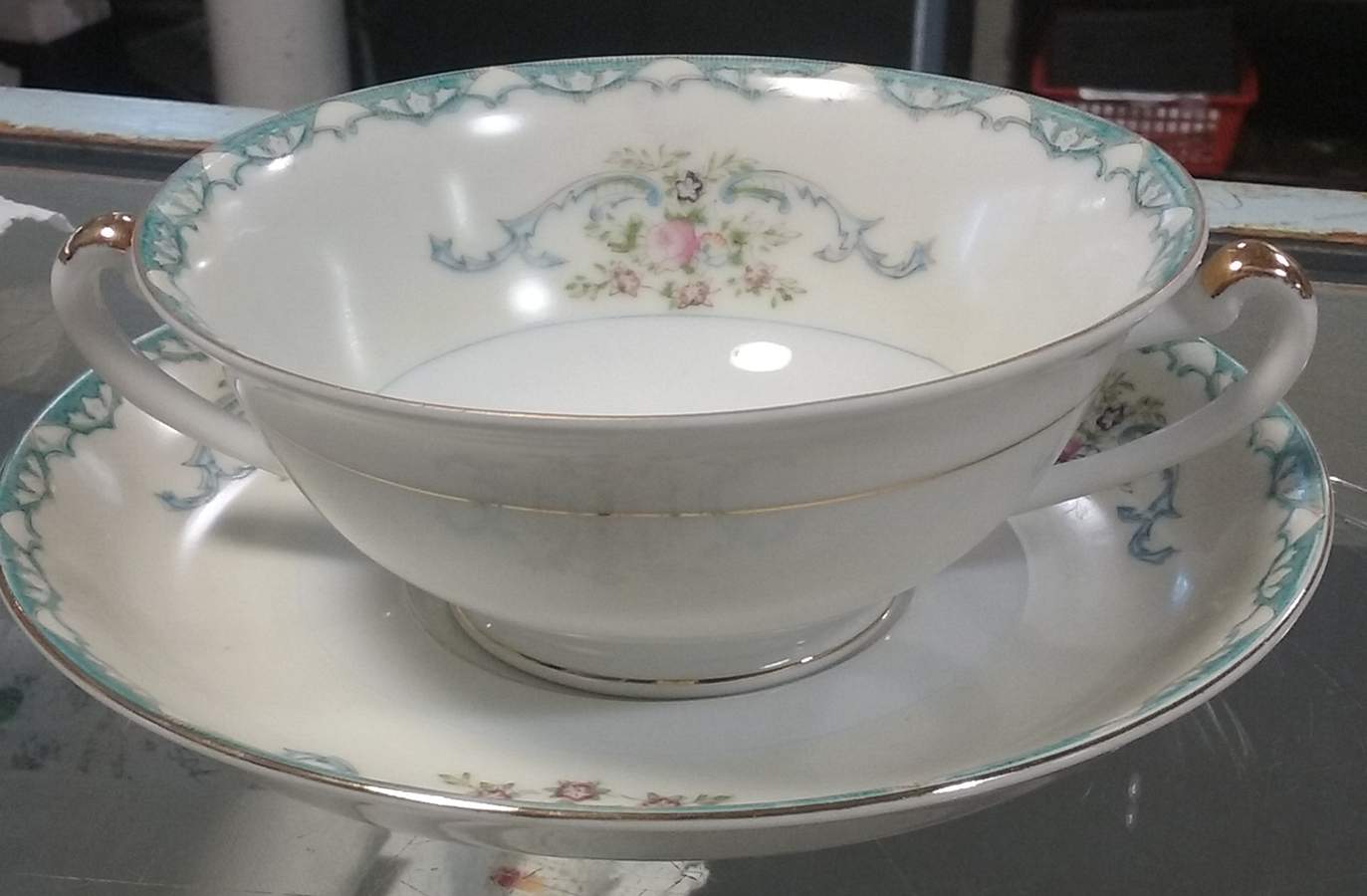 MIO1 Footed Cream Soup Bowl & Saucer Set by Mikado-1