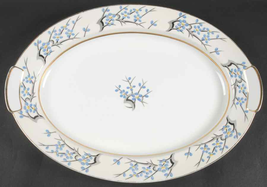 Plum Blossom 17" Oval Serving Platter by Mikado-1