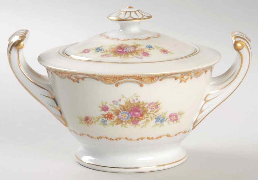 Tan Traditional Sugar Bowl & Lid by Mikado-1