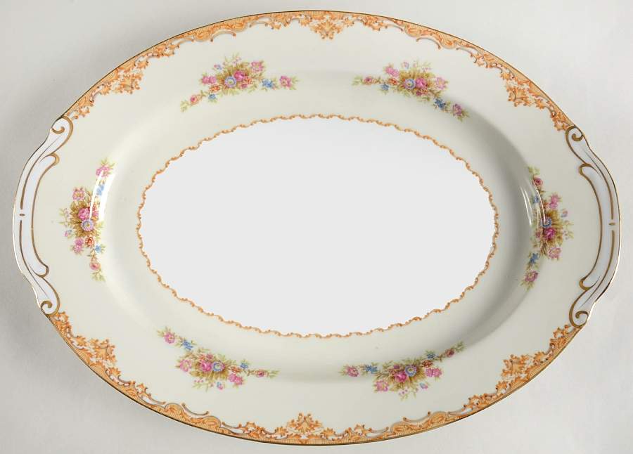 Tan Traditional 16" Oval Serving Platter by Mikado-1