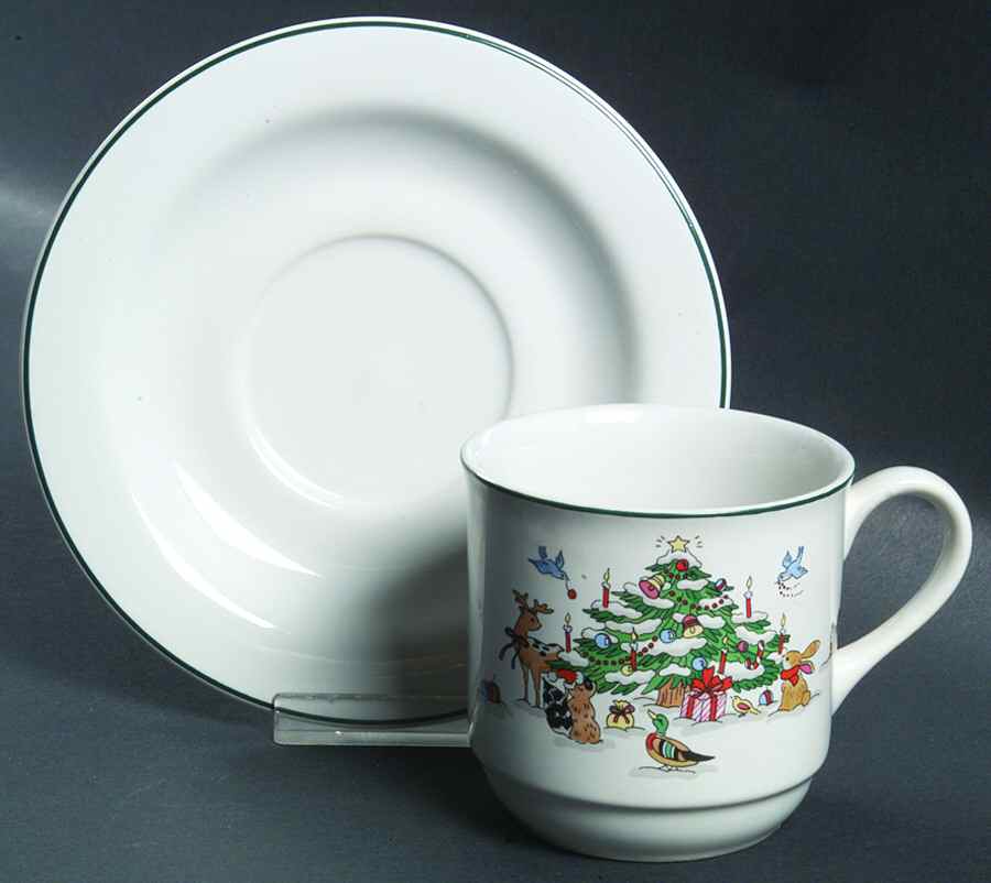 Woodland Christmas (Not Embossed) Flat Cup & Saucer Set by Ming Pao-1