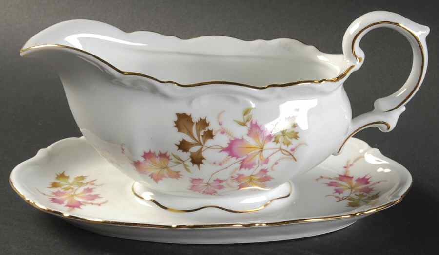 Autumn Leaves Gravy Boat with Attached Underplate by Mitterteich-1