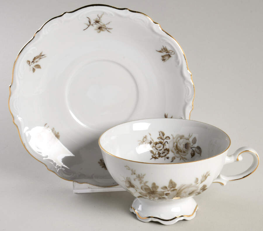 Charming Barbara Footed Cup & Saucer Set by Mitterteich-1
