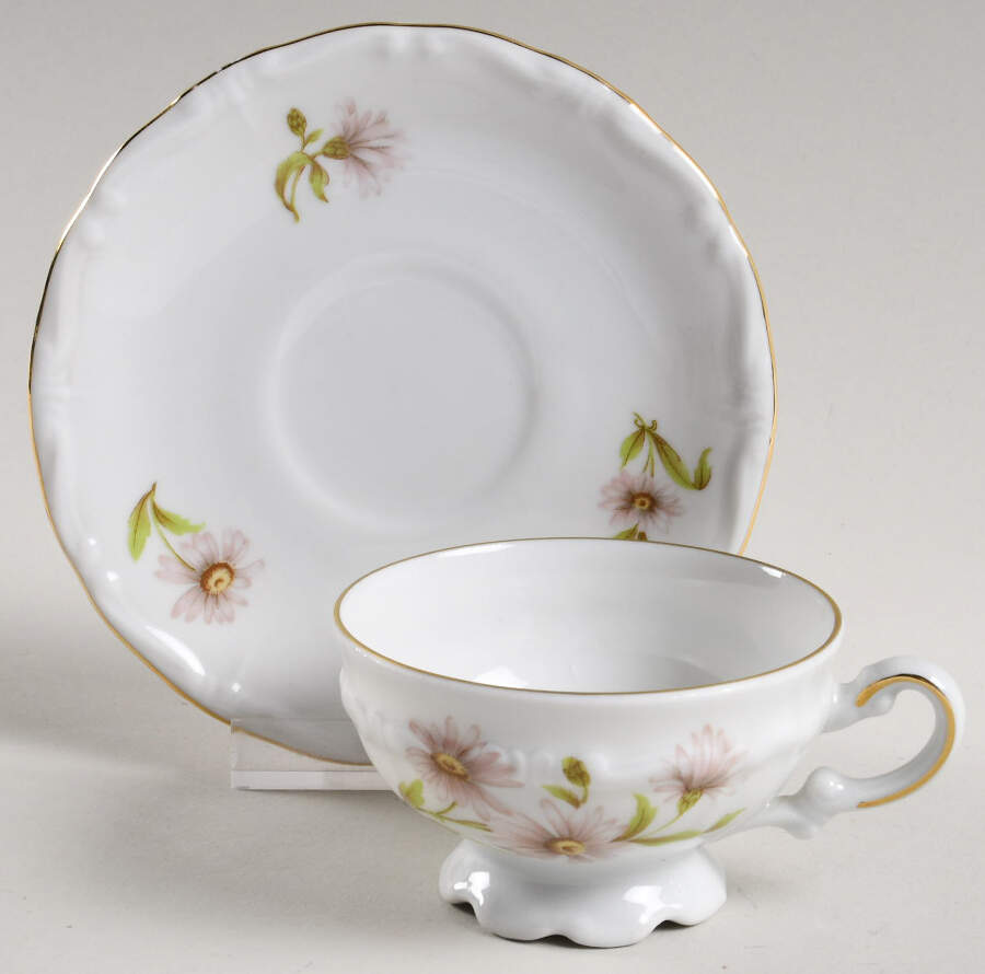 Daisy Bell Footed Demitasse Cup & Saucer Set by Mitterteich-1