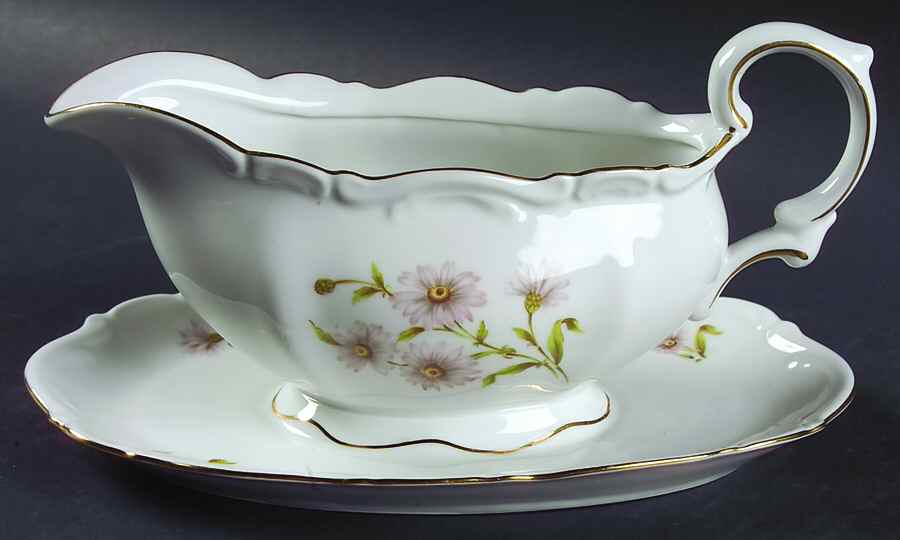 Daisy Bell Gravy Boat with Attached Underplate by Mitterteich-1