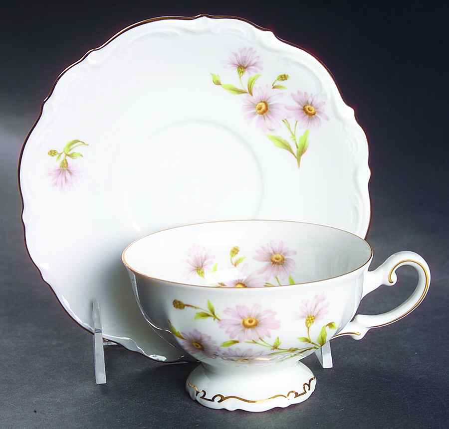 Daisy Bell Footed Cup & Saucer Set by Mitterteich-1