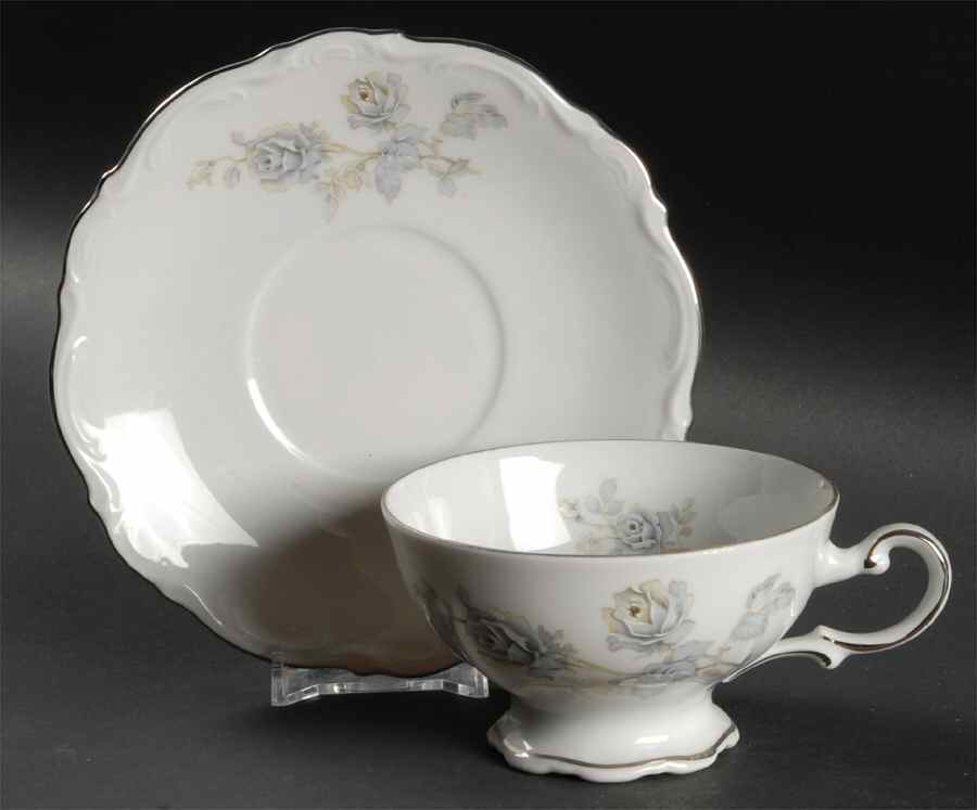 Danielle (Platinum Trim) Footed Cup & Saucer Set by Mitterteich-1